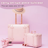 Miss.Box Vintage Luggage Set with Wheels, Retro Suitcase, Vintage Travel luggage Set, Stylish Vintage Luggage Set for Women and Men (Pink, 14inch&18inch)