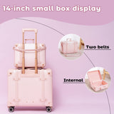 Miss.Box Vintage Luggage Set with Wheels, Retro Suitcase, Vintage Travel luggage Set, Stylish Vintage Luggage Set for Women and Men (Pink, 14inch&18inch)