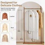 MISSLO 40" Cotton Garment Bags for Hanging Clothes Breathable Suit Cover Luxury Hanging Clothes Storage Foldable Coat Covers for Closet & Travel for Jacket, Shirt, Dress
