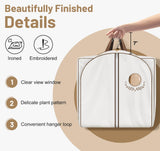MISSLO 40" Cotton Garment Bags for Hanging Clothes Breathable Suit Cover Luxury Hanging Clothes Storage Foldable Coat Covers for Closet & Travel for Jacket, Shirt, Dress