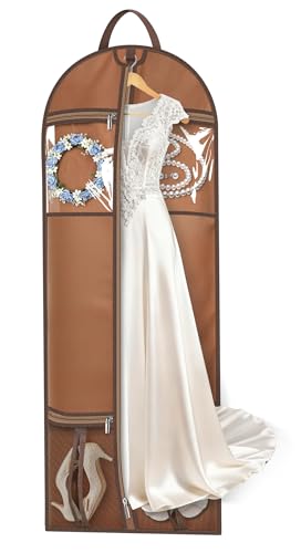 MISSLO 60" Dress Bags for Gowns Long with 4 Large Pockets Garment Bags for Travel for Women Heavy Duty Wedding Dress Bag for Hanging | Backpacks4Less