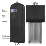 MISSLO 65" Long Garment Bags for Travel Dress Bags for Hanging Clothes Wedding Dress Cover Waterproof Clothes Protector for Closet Storage 2 Packs for Gowns, Tuxedos, Coats, Black