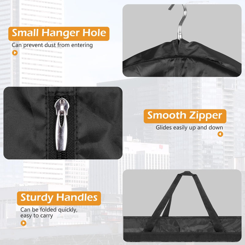MISSLO 65" Long Garment Bags for Travel Dress Bags for Hanging Clothes Wedding Dress Cover Waterproof Clothes Protector for Closet Storage 2 Packs for Gowns, Tuxedos, Coats, Black