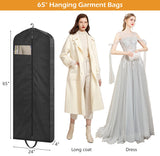 MISSLO 65" Long Garment Bags for Travel Dress Bags for Hanging Clothes Wedding Dress Cover Waterproof Clothes Protector for Closet Storage 2 Packs for Gowns, Tuxedos, Coats, Black