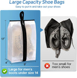 MISSLO Waterproof Shoe Bags for Travel 4 Pack XX - Large Shoe Storage Bag Clear Sneaker Pouch Portable Boots Organizer with Sturdy Zipper for Men & Women