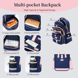 MITOWERMI Rolling Backpack for Girls 3Pcs Elementary School Bag Cute Bowknot Backpack with Wheels Girls Bookbags with Handbag Trolley Bags Kids Carry - On Luggage