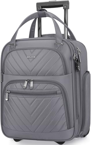 MIUSSE MAX 16 Inch Carry On Luggage, Carry On Suitcase Airline Approved, Softside Underseat Suitcase with TSA Lock & Spinner Wheels for Business Travel Non-Expandable, 15.5x8x13 No Oversize Risk