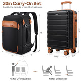 MIUSSE MAX Luggage Sets 3 Piece, 20 Inch Hardshell Carry On Luggage 22x14x9 Airline Approved, Suitcase with TSA Locks & YKK Zippers, Carry On Suitcase with Wheels for Men & Women Travel
