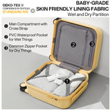 mixi 14 Inch Underseat Luggage Carry on Suitcase Free Boarding Personal Item Suitcases with Spinner Wheels Hardshell Lightweight PC for Short Travel, Lark Yellow