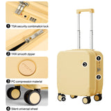 mixi 14 Inch Underseat Luggage Carry on Suitcase Free Boarding Personal Item Suitcases with Spinner Wheels Hardshell Lightweight PC for Short Travel, Lark Yellow