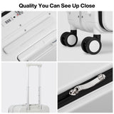 mixi 17x14x9 Carry On Luggage Underseat PC Hard Shell Suitcase Top Opening Aluminum Frame Travel Suitcases with Wheels, Smoke White