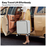 mixi 17x14x9 Carry On Luggage Underseat PC Hard Shell Suitcase Top Opening Aluminum Frame Travel Suitcases with Wheels, Smoke White