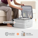 mixi 17x14x9 Carry On Luggage Underseat PC Hard Shell Suitcase Top Opening Aluminum Frame Travel Suitcases with Wheels, Smoke White