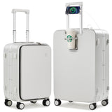 mixi 2-Piece Luggage Sets with Cup Phone Holder and Charger Hard Shell Suitcases with Spinner Wheels, 20+26 Smoke White