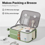 mixi 20 Inch Carry On Luggage 22x14x9 Airline Approved PC Hard Shell Suitcase Top Opening Aluminum Frame Travel Suitcases with Wheels, Avocado Green