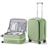 mixi 20 Inch Carry On Luggage 22x14x9 Airline Approved PC Hard Shell Suitcase Top Opening Aluminum Frame Travel Suitcases with Wheels, Avocado Green