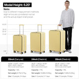 mixi 20 Inch Carry On Luggage 22x14x9 Airline Approved PC Hard Shell Suitcase Top Opening Aluminum Frame Travel Suitcases with Wheels, Lark Yellow