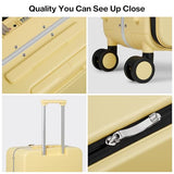 mixi 20 Inch Carry On Luggage 22x14x9 Airline Approved PC Hard Shell Suitcase Top Opening Aluminum Frame Travel Suitcases with Wheels, Lark Yellow