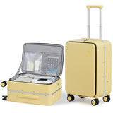 mixi 20 Inch Carry On Luggage 22x14x9 Airline Approved PC Hard Shell Suitcase Top Opening Aluminum Frame Travel Suitcases with Wheels, Lark Yellow