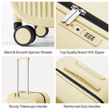 mixi 20 Inch Carry On Luggage PC Hardside Suitcases with Wheels & TSA for Travel Woman Men, Lark Yellow