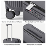 mixi 20 Inch Carry On Luggage PC Hardside Suitcases with Wheels & TSA for Travel Woman Men, Rock Gray