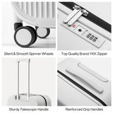 mixi 20 Inch Carry On Luggage PC Hardside Suitcases with Wheels & TSA for Travel Woman Men, Smoke White