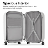mixi 20 Inch Carry On Luggage PC Hardside Suitcases with Wheels & TSA for Travel Woman Men, Smoke White