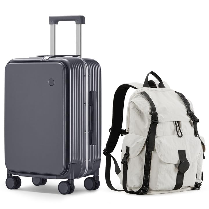 mixi 20 Inch Carry On Luggage with Cup Holder and 18 Inch Travel Backpack as a set
