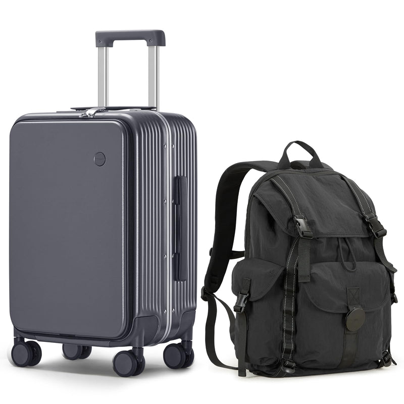 mixi 20 Inch Carry On Luggage with Cup Holder and 18 Inch Travel Backpack as a set