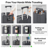 mixi 20 Inch Carry On Luggage with Cup Holder and 18 Inch Travel Backpack as a set