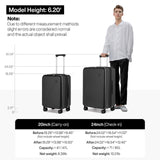 mixi 20 Inch Expandable Carry On Luggage PC Hard Shell Suitcase Top Opening Rolling Travel Suitcases with Spinner Wheels & TSA Lock, Black