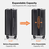 mixi 20 Inch Expandable Carry On Luggage PC Hard Shell Suitcase Top Opening Rolling Travel Suitcases with Spinner Wheels & TSA Lock, Rock Gray