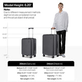 mixi 20 Inch Expandable Carry On Luggage PC Hard Shell Suitcase Top Opening Rolling Travel Suitcases with Spinner Wheels & TSA Lock, Rock Gray