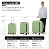 mixi 24 Inch Checked Luggage PC Hard Shell Suitcase Top Opening Aluminum Frame Travel Suitcases with Wheels, Avocado Green