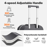 mixi 24 Inch Checked Luggage PC Hard Shell Suitcase Top Opening Aluminum Frame Travel Suitcases with Wheels, Rock Gray
