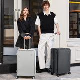 mixi 24 Inch Large Expandable Checked Luggage PC Hard Shell Suitcase Top Opening Rolling Travel Suitcases with Spinner Wheels & TSA Lock, Smoke White