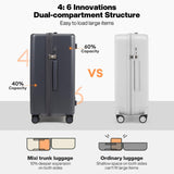 mixi 24'' Plus Trunk Luggage Medium Checked Luggage PC Hard Shell Rolling Travel Suitcases with Spinner Wheels & TSA Lock, Rock Gray