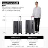 mixi 24'' Plus Trunk Luggage Medium Checked Luggage PC Hard Shell Rolling Travel Suitcases with Spinner Wheels & TSA Lock, Rock Gray