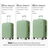 mixi 26 Inch Large Checked Luggage PC Hardshell Suitcases with Wheels for Travel Woman Men, Avocado Green