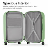 mixi 26 Inch Large Checked Luggage PC Hardshell Suitcases with Wheels for Travel Woman Men, Avocado Green