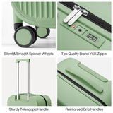 mixi 26 Inch Large Checked Luggage PC Hardshell Suitcases with Wheels for Travel Woman Men, Avocado Green