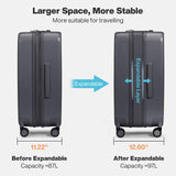 mixi 26 Inch Large Expandable Checked Luggage Suitcases with Spinner Wheels, Hardside Rolling Travel Suitcase PC with TSA Lock & Cover, Rock Gray