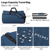 mixi Carry On Garment Bag for Travel 56L Convertible Duffle Bag for Men Women 2 in 1 Hanging Luggage Suitcase Dress Suit Travel Bag with Shoes Pouch, Sapphire Blue