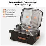 mixi Carry On Luggage 20 Inch Softside Expandable Suitcase with Front Pocket, 22x14x9 Airline Approved Rolling Lightweight Travel Suitcases with Wheels & TSA (Black)