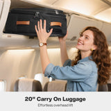 mixi Carry On Luggage 20 Inch Softside Expandable Suitcase with Front Pocket, 22x14x9 Airline Approved Rolling Lightweight Travel Suitcases with Wheels & TSA (Black)