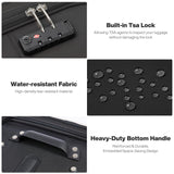 mixi Carry On Luggage 20 Inch Softside Expandable Suitcase with Front Pocket, 22x14x9 Airline Approved Rolling Lightweight Travel Suitcases with Wheels & TSA (Black)