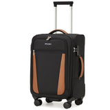 mixi Carry On Luggage 20 Inch Softside Expandable Suitcase with Front Pocket, 22x14x9 Airline Approved Rolling Lightweight Travel Suitcases with Wheels & TSA (Black)