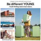 mixi Carry on Luggage, 20'' Suitcase Spinner Wheels Luggage Hardshell Lightweight Rolling Suitcases PC with Cover & TSA Lock for Business Travel, Avocado Green
