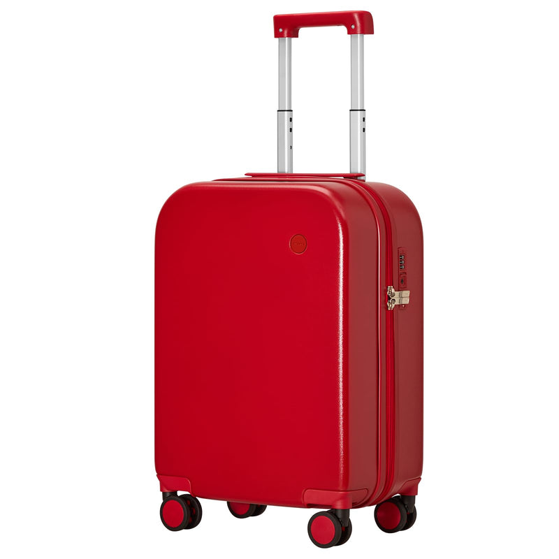mixi Carry on Luggage, 20'' Suitcase Spinner Wheels Luggage Hardshell Lightweight Rolling Suitcases PC with Cover & TSA Lock for Business Travel, Red
