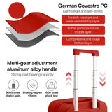 mixi Carry on Luggage, 20'' Suitcase Spinner Wheels Luggage Hardshell Lightweight Rolling Suitcases PC with Cover & TSA Lock for Business Travel, Red